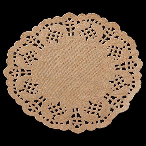 Juvale Tapetes de papel de encaje redondo (paquete de 1000) Manteles individuales de papel decorativo a granel para postres y exhibición de productos horneados - Marrón, 4 pulgadas de diámetro