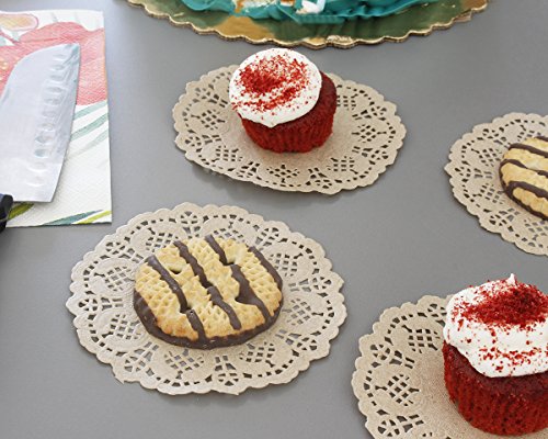 Juvale Tapetes de papel de encaje redondo (paquete de 1000) Manteles individuales de papel decorativo a granel para postres y exhibición de productos horneados - Marrón, 4 pulgadas de diámetro