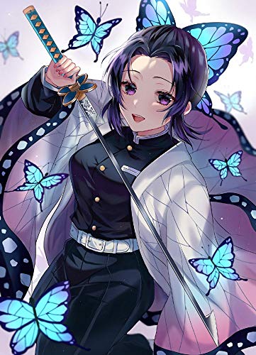 KaiWenLi Patrón Kochou Shinobu Cuchillos/Demon Slayer Serie / 5D Animado Diamante Pintura/DIY Juego de Puzzle/decoración de la Pared de la Familia Pintura/Padre-Hijo Interactivo Juguete / 50x7