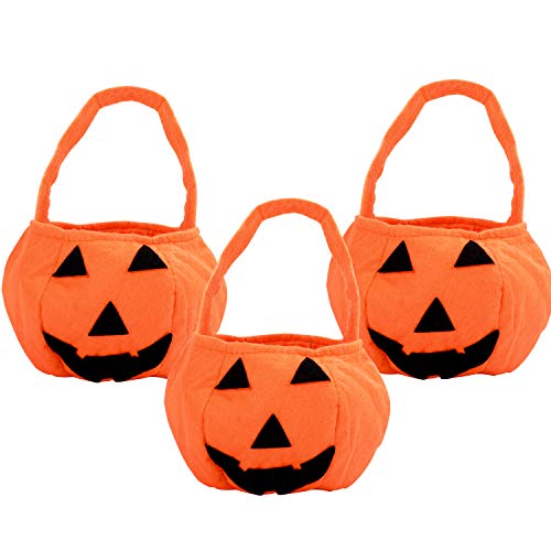 KATELUO Halloween Goodys Bolso,Calabaza Truco o Convite Bolso,Niños Caramelo Bolsa,Bolsa de Halloween - Bolsa emergente para Recoger Dulces,o galletas,Halloween para Niños Fiesta Decoración(3PCS)