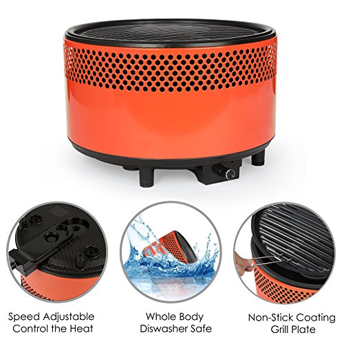 Kbabe - Parrilla para Barbacoa sin Humo, Naranja