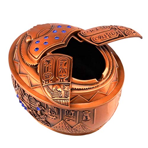 Kepfire Retro Creativo Escarabajo con Tapa Cenicero Metal Hogar Hotel Oficina Decoración Antiguo Egipto Escultura Adorno Fiesta Regalo - Rojo Cobre