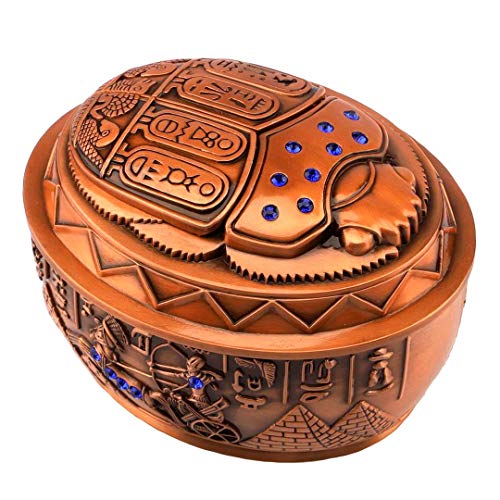 Kepfire Retro Creativo Escarabajo con Tapa Cenicero Metal Hogar Hotel Oficina Decoración Antiguo Egipto Escultura Adorno Fiesta Regalo - Rojo Cobre