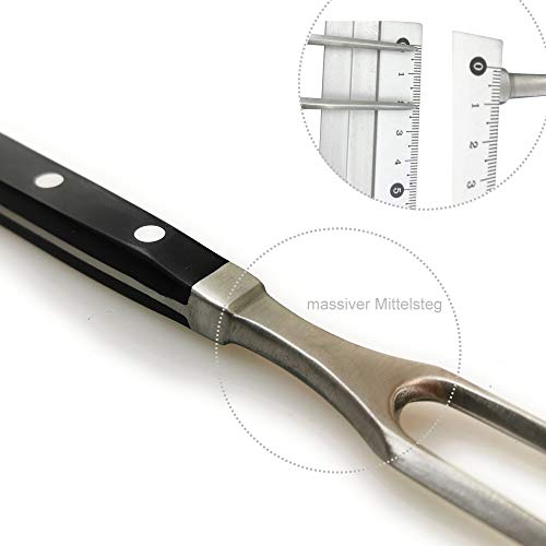 Kerafactum - Tenedor para trinchar carne, para asar y carne de barbacoa, acero inoxidable de alta calidad, 29 cm