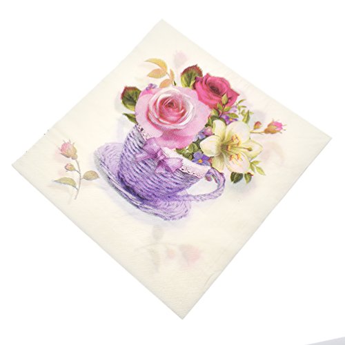 Kesheng 20pcs Servilletas de Papel de Flores para Fiesta de Boda y Cumpleaños