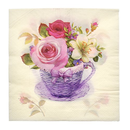 Kesheng 20pcs Servilletas de Papel de Flores para Fiesta de Boda y Cumpleaños
