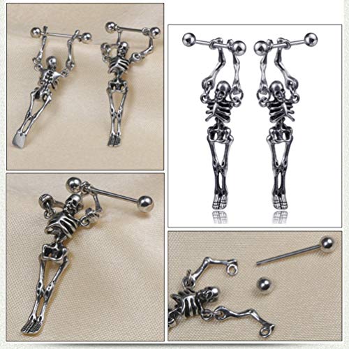 KESYOO 12 Pares de Aretes de Halloween Sets Calavera Araña Caída Colgar Espárragos Punk Ear Jewelry para Mujeres Niñas Niños