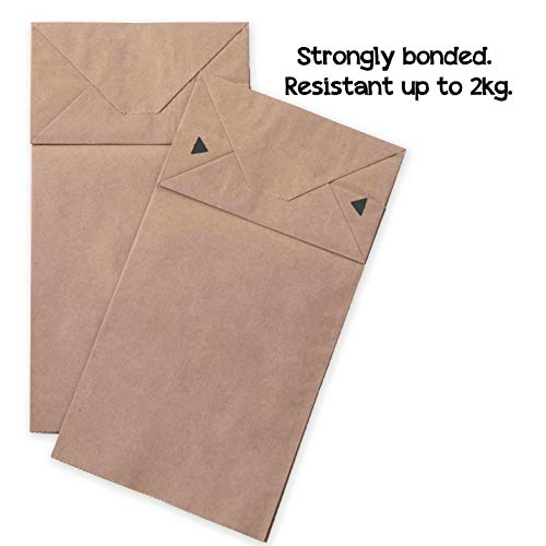 kgpack 100x Bolsas de papel kraft DIY Con pegatinas corazón 9 x 16 x 5 cm | Bolsas de papel Kraft para niños | calendario de adviento | Bolsa de regalo de fondo plano | Bolsa de papel de alimentos