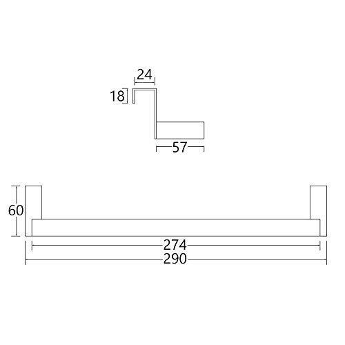 Kibath 321044 Toallero sin taladros para mueble de baño. Largo 36cm. Fabricado en acero inox. Acabado cromo brillo. Facil instalación sin obras ni herramientas