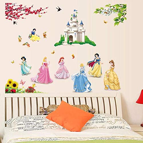 Kibi Princesas Disney Pegatinas De Pared Disney Stickers Infantiles Pared Princesas Casa De Pared Etiquetas De La Pared Niños Dormitorio Bebe, Artes Decorativas Wall Stickers 30 (W) x 90 (H) CM (B)