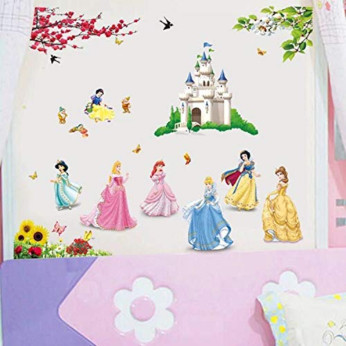 Kibi Princesas Disney Pegatinas De Pared Disney Stickers Infantiles Pared Princesas Casa De Pared Etiquetas De La Pared Niños Dormitorio Bebe, Artes Decorativas Wall Stickers 30 (W) x 90 (H) CM (B)