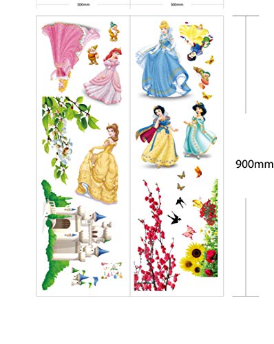 Kibi Princesas Disney Pegatinas De Pared Disney Stickers Infantiles Pared Princesas Casa De Pared Etiquetas De La Pared Niños Dormitorio Bebe, Artes Decorativas Wall Stickers 30 (W) x 90 (H) CM (B)