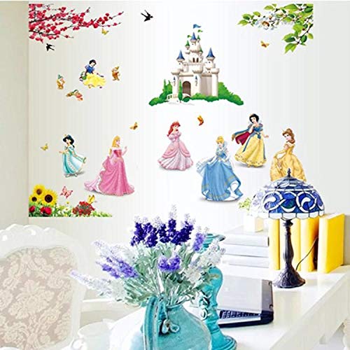Kibi Princesas Disney Pegatinas De Pared Disney Stickers Infantiles Pared Princesas Casa De Pared Etiquetas De La Pared Niños Dormitorio Bebe, Artes Decorativas Wall Stickers 30 (W) x 90 (H) CM (B)