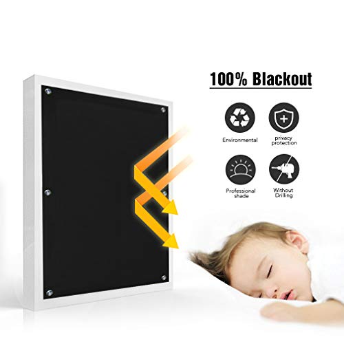 KINLO 96 x 100cm 【Des.cuento】Estor Térmico Opaco para Velux Ventana de Techo Parasol para Ventana de Coche Cortina con Ventosa no Perforar Fácil para Instalar Color Negro