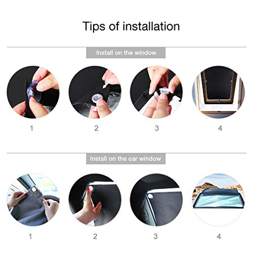 KINLO 96 x 100cm 【Des.cuento】Estor Térmico Opaco para Velux Ventana de Techo Parasol para Ventana de Coche Cortina con Ventosa no Perforar Fácil para Instalar Color Negro