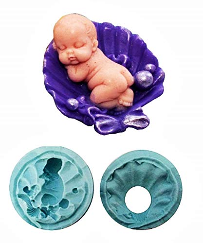KIRALOVE Molde de Silicona con Forma de niño - recién Nacido - bivalvo con cáscara - jabón - Resina - Yeso - Bricolaje - hágalo Usted Mismo - Hobby - yesos - Plantilla para Uso Artesanal
