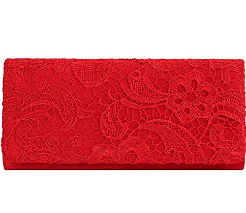 Kisschic Bolso de Boda Nupcial Elegante del Monedero de la Boda para Mujeres(rojo)