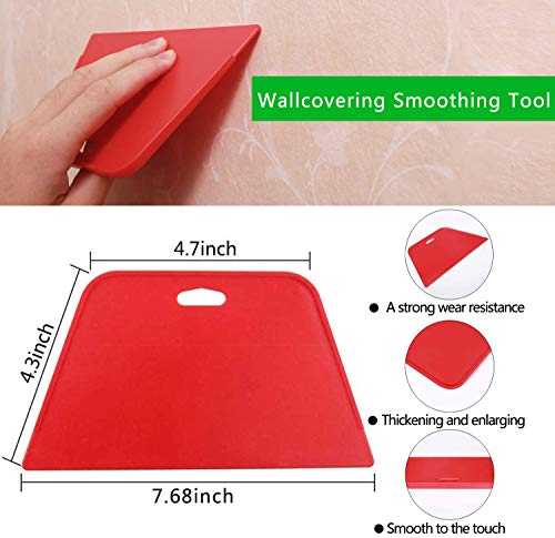 Kit de herramientas para suavizar papel tapiz con rodillo para papel tapiz, herramienta de corte, raspador duro, recortador de bordes, cinta métrica para la instalación de papel tapiz de vinilo