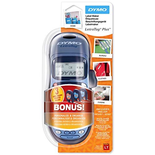 Kit de iniciación de la rotuladora Dymo LetraTag LT-100H | Rotuladora portátil | Con cinta de etiquetas de plástico, papel y transparentes | Perfecta para la oficina o para el hogar