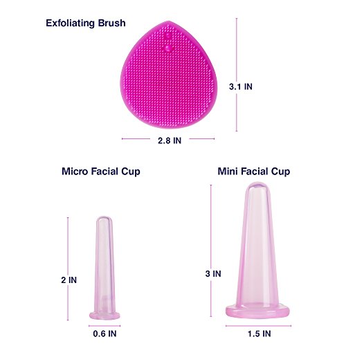 Kit de Masaje Facial - Ventosas de Silicona - Juegos de Terapia de Ventosas - Copas Anticelulíticas - Reductor de Barbilla Doble Perfecto - Terapia de Cara de Sandine (Rosa 5 piezas)