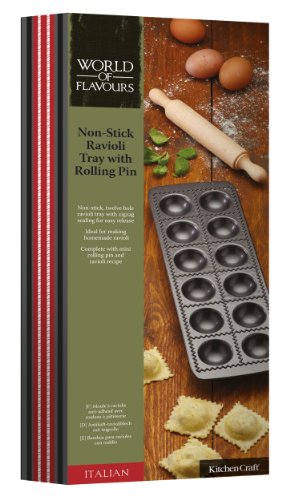 Kitchen Craft Italian Collection - Molde Antiadherente para raviolis (Incluye Rodillo)