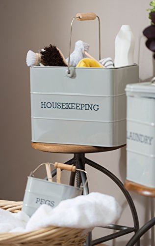 Kitchen Craft Living Nostalgia - Cubo con asa para Pinzas de Ropa (14,5 cm), Color Gris