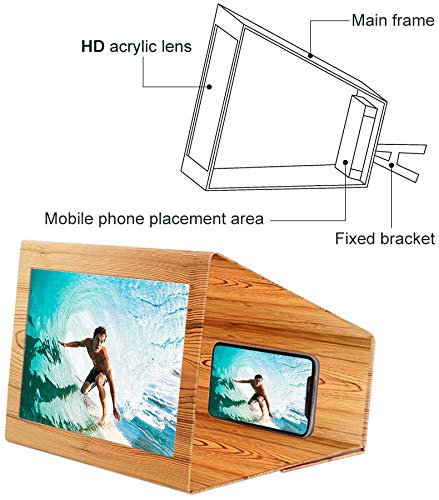 Kitchen-dream 12 Pulgadas Lupa de Pantalla para movil 3D HD Plegable Pantalla Amplificador Smartphone Proteger los Ojos ampliador de Pantalla Soporte de teléfonos para Todos los Smartphones
