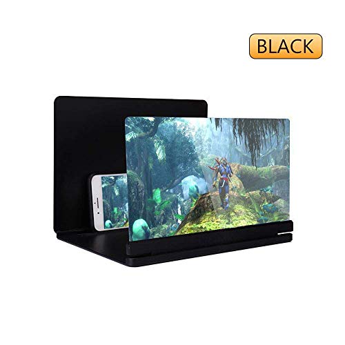 Kitchen-dream Lupa de Pantalla móvil - Soporte de Escritorio Plegable de Pantalla amplificadora de teléfono móvil 3D para Todos los Modelos de teléfonos Inteligentes (Negro)
