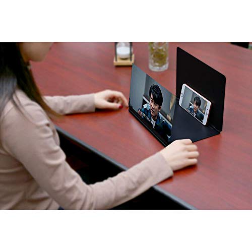 Kitchen-dream Lupa de Pantalla móvil - Soporte de Escritorio Plegable de Pantalla amplificadora de teléfono móvil 3D para Todos los Modelos de teléfonos Inteligentes (Negro)