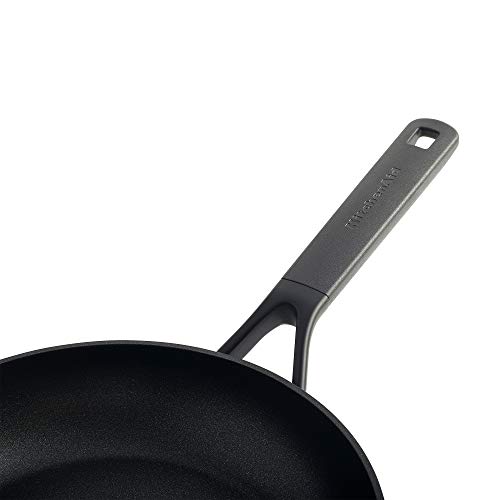 KitchenAid Classic - Juego de sartenes (24 cm y 28 cm, antiadherente, para inducción, mango de permanencia fresca, apto para horno/lavavajillas, aluminio, color negro