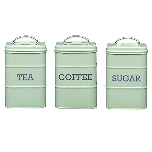 Kitchencraft Living Nostalgia Metal azucarero, 11 x 17 cm (4 "x 6.5") – English Sage, acero, verde, 10,7 x 10,7 x 16,5 cm