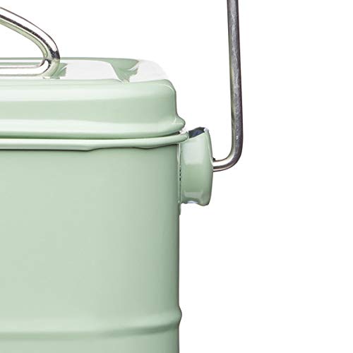 Kitchencraft Living Nostalgia Metal Kitchen Compost Bin, 16,5 x 12 x 24 cm (6,5 "x 4.5" x 9.5 ") – English Sage, acero, verde, 11,5 x 17 x 23,5 cm