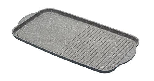 Kitchencraft Masterclass – Plancha de aluminio fundido antiadherente apto para inducción, 51 x 27 cm (20 x 10,5 cm), color gris