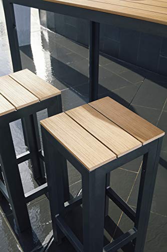KitGarden - Mesa Alta Bar/Terraza Polywood, 130x80x110cm, Imitación a Madera, Capri