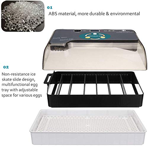 KKTECT Incubadora de Huevos de 12 Huevos Máquina nacedora Huevo Giratorio automático de Temperatura Ajustable para Huevos de gallina, Huevos de Pato, Huevos de Paloma, Huevos de Ganso