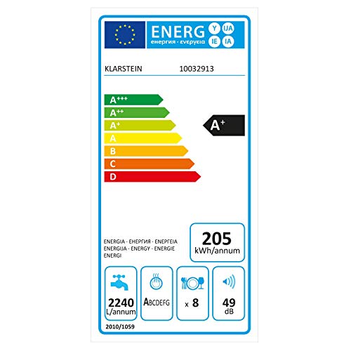 Klarstein Amazonia - Lavavajillas, Máquina lavaplatos, 8 programas: intensivo, normal, ECO, vidrio, 90 minutos, rápido, fruta, autolavado, Pantalla LED, Negro