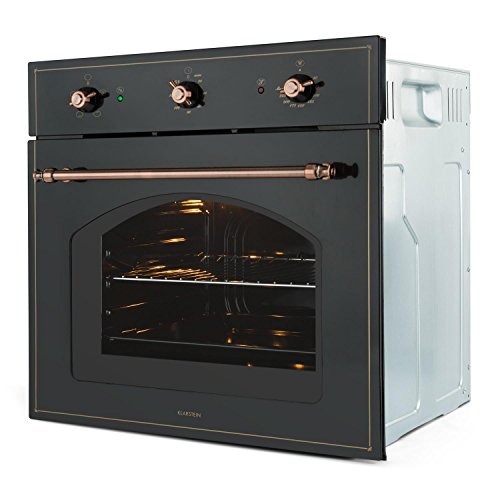 KLARSTEIN Vilhelmine Horno Empotrado multifunción con diseño Retro (Capacidad 55 L, bajo Consumo, Clase energética A, regulador, Temporizador, iluminación, Bandeja, Parrilla) - Negro