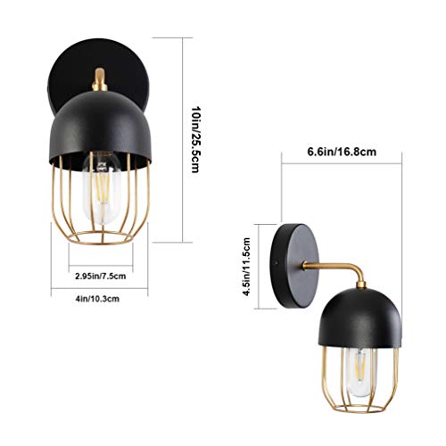 Klighten 2 PCS Apliques de Pared Vintage E27 Lampara Rustica Retro Lámpara Industrial de Pared para la Salon, Cocina, Desván, Restaurante, Cafe, Decoración(Bombillas No Incluidas)