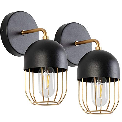 Klighten 2 PCS Apliques de Pared Vintage E27 Lampara Rustica Retro Lámpara Industrial de Pared para la Salon, Cocina, Desván, Restaurante, Cafe, Decoración(Bombillas No Incluidas)