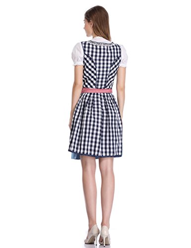 KOJOOIN Vestido de Mujer Dirndl Vestido Formal - Vestido a Media Pierna de Disfraz de Oktoberfest （3 Piezas ： Vestido, Camisa, Delantal） para Vestido De Cóctel De Fiesta