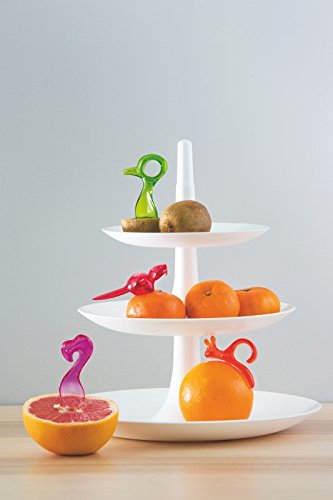 Koziol Babell- Frutero de 3 pisos, desmontable, 31,4 x 31,4 x 34 cm, Blanco Sólido