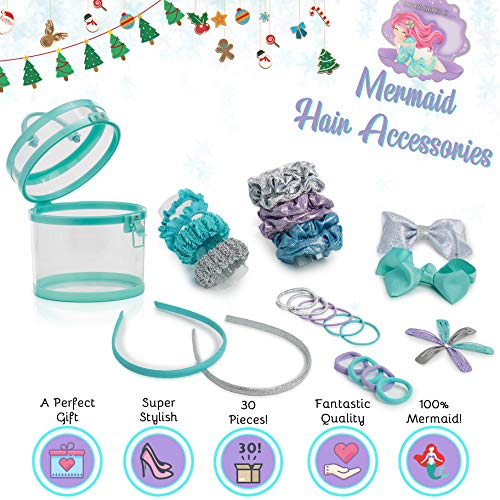 KreativeKraft Accesorios para el Pelo Niña de Sirena, Incluye 30 Piezas Coleteros Gomas Pelo Horquillas Clips, Adornos para el Cabello, Regalos Originales para Niñas