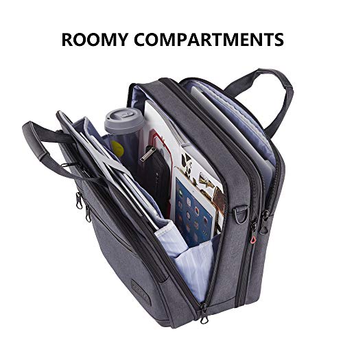 KROSER Bandolera para Portátil de 18" Elegante Maletín para Portátil hasta 17.3" Expandible Hidrófugo Bolsa de Mensajero con Bolsillos RFID para Negocios/Viajes/Universidad/Hombres/Mujeres