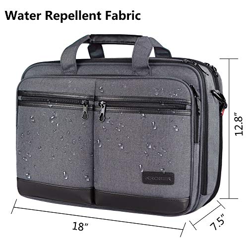 KROSER Bandolera para Portátil de 18" Elegante Maletín para Portátil hasta 17.3" Expandible Hidrófugo Bolsa de Mensajero con Bolsillos RFID para Negocios/Viajes/Universidad/Hombres/Mujeres