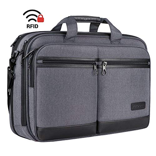 KROSER Bandolera para Portátil de 18" Elegante Maletín para Portátil hasta 17.3" Expandible Hidrófugo Bolsa de Mensajero con Bolsillos RFID para Negocios/Viajes/Universidad/Hombres/Mujeres