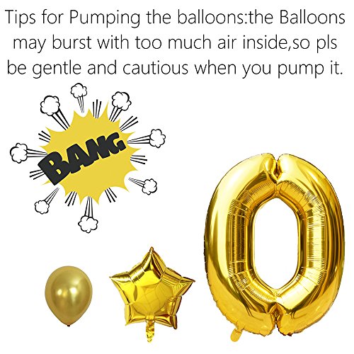 KUNGYO 60 Decoración para Fiestas de Cumpleaños Happy Birthday Pancarta Negro 40 Pulgadas Globo de Oro 60 Colgantes Flores de Papel Globos de Estrellas Látex