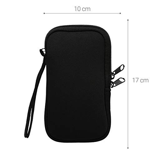 kwmobile Funda para móviles de L - 6,5" - Estuche de Neopreno con Cierre para móvil - Carcasa en Negro