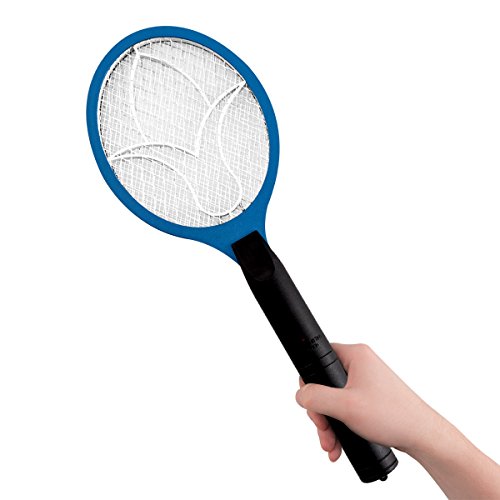 kwmobile Matamoscas eléctrico - Raqueta eléctrica Mata Mosquitos - Raqueta pequeña Azul - Exterminadora de Insectos con Mango
