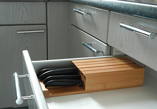 KYOCERA 14 c Juego pelar utilitario rebanador Santoku, Bloque bambú para 4 Cuchillos, Hoja cerámica de circonio, Afilada a Mano, Ligera, no corrosiva, 7.5 cm + 11 cm + 13 cm + 14 cm