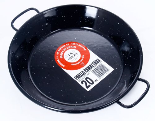 La Ideal acero esmaltado paellera, Negro, 20 cm, 1 unidad